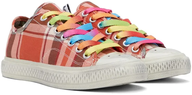 Acne Studios Red Ballow Check Sneakers (AD0467-)