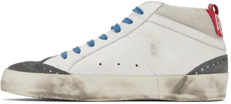Golden Goose White & Gray Mid Star Double Quarter Sneakers (GMF00123.F002440.10870)