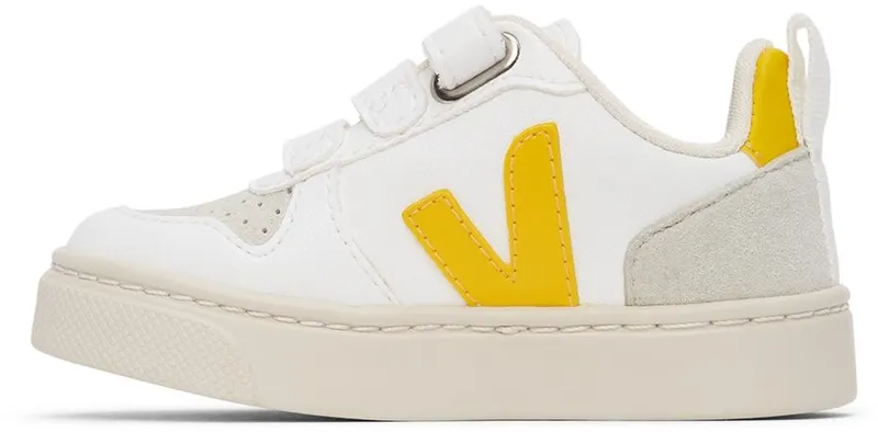 VEJA Baby White & Yellow Vegan V-10 Velcro Sneakers (CV0702549)