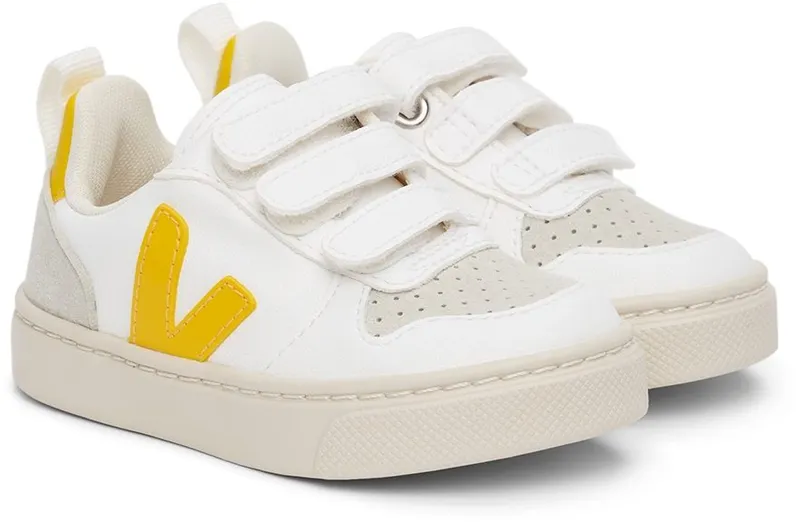 VEJA Baby White & Yellow Vegan V-10 Velcro Sneakers (CV0702549)