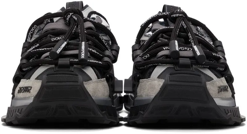 Dolce & Gabbana Black & Silver Mixed-Materials Space Sneakers (CS1963 AQ393)