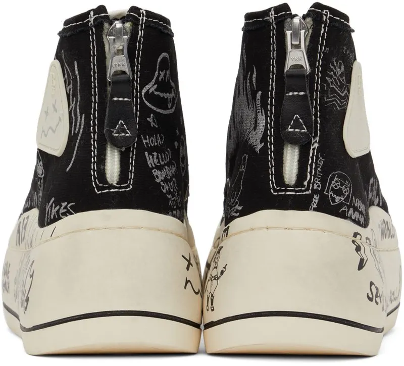 R13 Black Double Grommet Kurt High-Top Sneakers (R13S5030M-S048C)