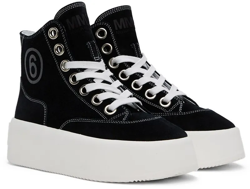 MM6 Maison Margiela Black Suede 6 Sneakers (S59WS0153 PR047)