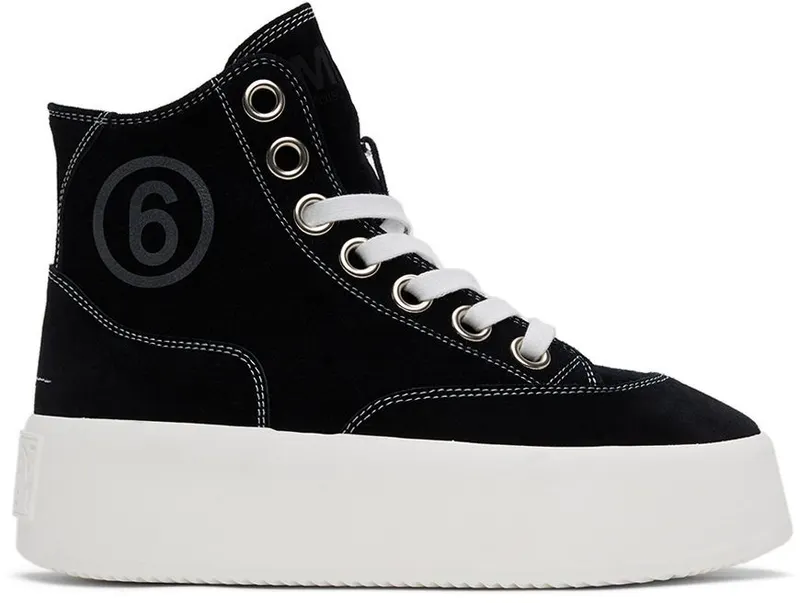 MM6 Maison Margiela Black Suede 6 Sneakers (S59WS0153 PR047)