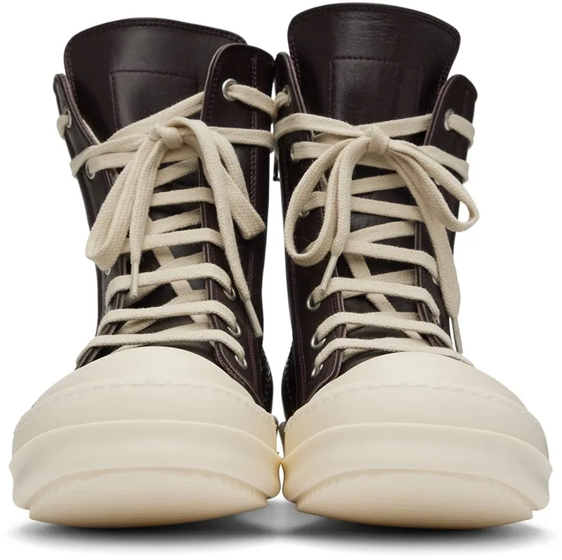 Rick Owens Burgundy Calfskin High Sneakers (RU01B1890 LPO)