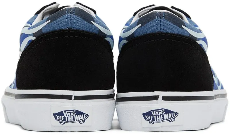 Vans Kids Blue & Black Camo Flame Old Skool Big Kids Sneakers (VN0A5EE6ABW1)