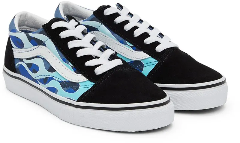 Vans Kids Blue & Black Camo Flame Old Skool Big Kids Sneakers (VN0A5EE6ABW1)