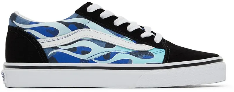 Vans Kids Blue & Black Camo Flame Old Skool Big Kids Sneakers (VN0A5EE6ABW1)