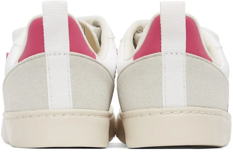 VEJA Kids White & Pink Vegan V-10 Velcro Sneakers (CV0702857)