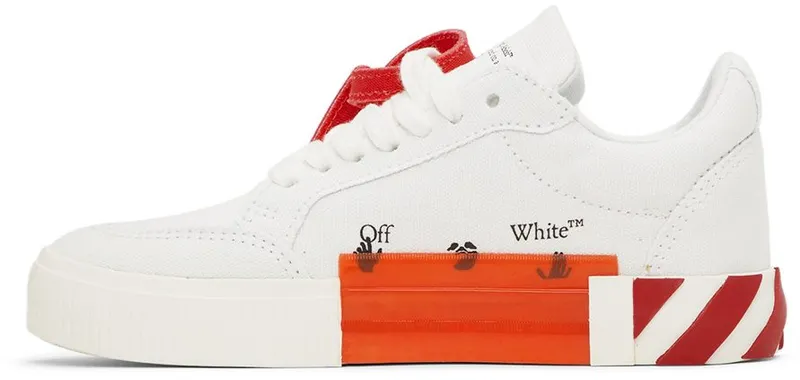 Off-White Kids White & Red Canvas Vulcanized Low Sneakers (OBIA003F21FAB0010125)