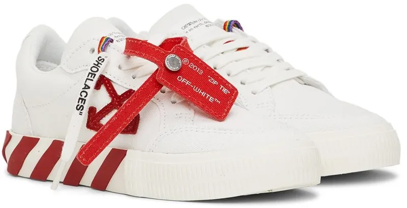 Off-White Kids White & Red Canvas Vulcanized Low Sneakers (OBIA003F21FAB0010125)