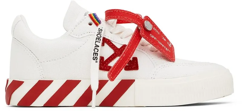 Off-White Kids White & Red Canvas Vulcanized Low Sneakers (OBIA003F21FAB0010125)