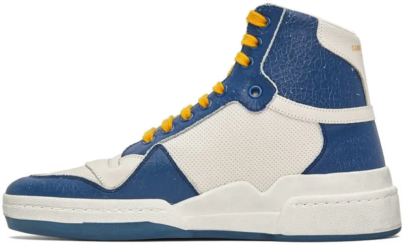 Saint Laurent Off-White & Blue SL24 High-Top Sneakers (610618AAAI5)