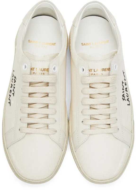 Saint Laurent Off-White Worn-Look Court Classic SL/06 Sneakers (610648 GUP10)