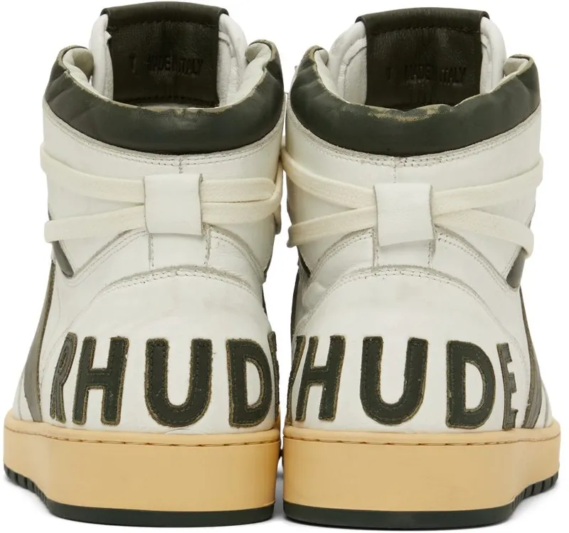 Rhude SSENSE Exclusive White & Green Rhecess Hi Sneakers (RHSS22FO05178499)