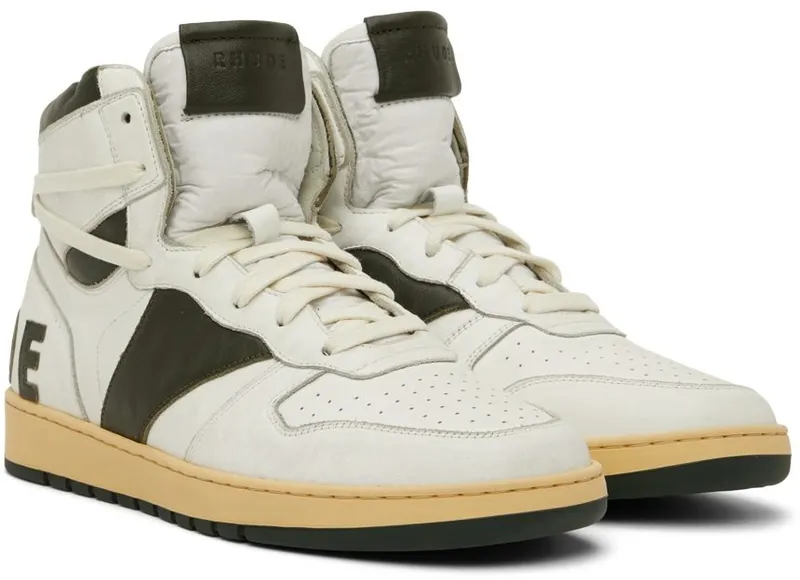 Rhude SSENSE Exclusive White & Green Rhecess Hi Sneakers (RHSS22FO05178499)