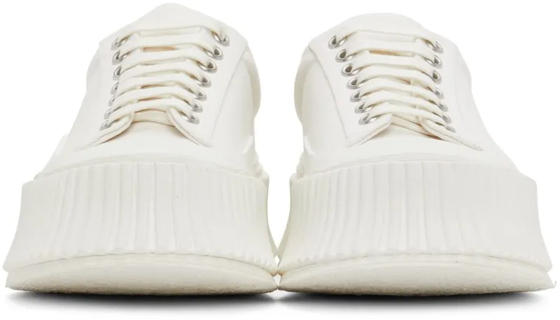 Jil Sander White Canvas Platform Sneakers (JS38133A_15101)