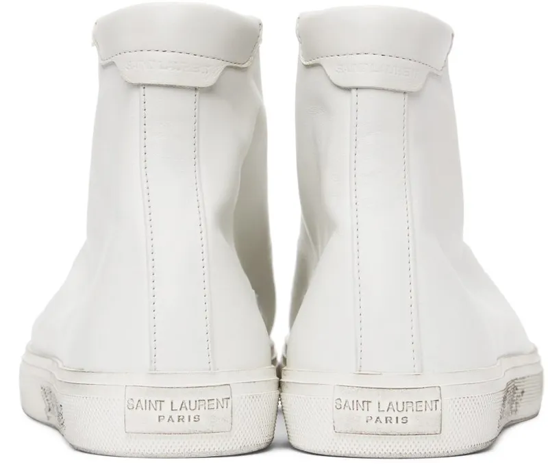 Saint Laurent White Leather Malibu High-Top Sneakers (64924900NG0)