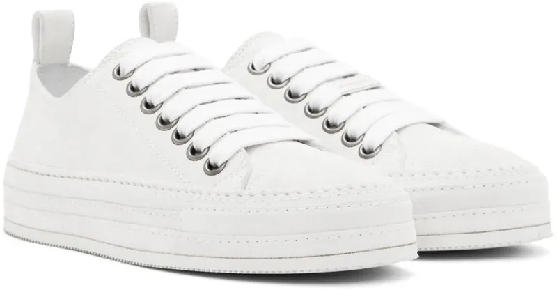 Ann Demeulemeester White Suede Gert Sneakers (2201-W-N03-375-001)