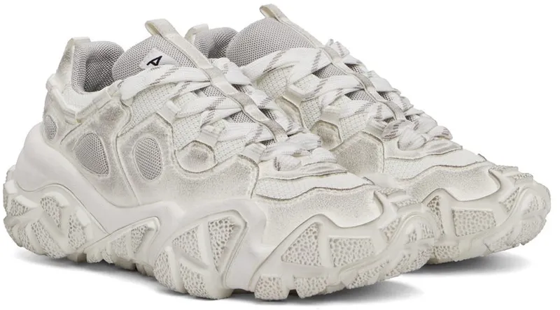 Acne Studios White Tumbled Low Sneakers (AD0307-)