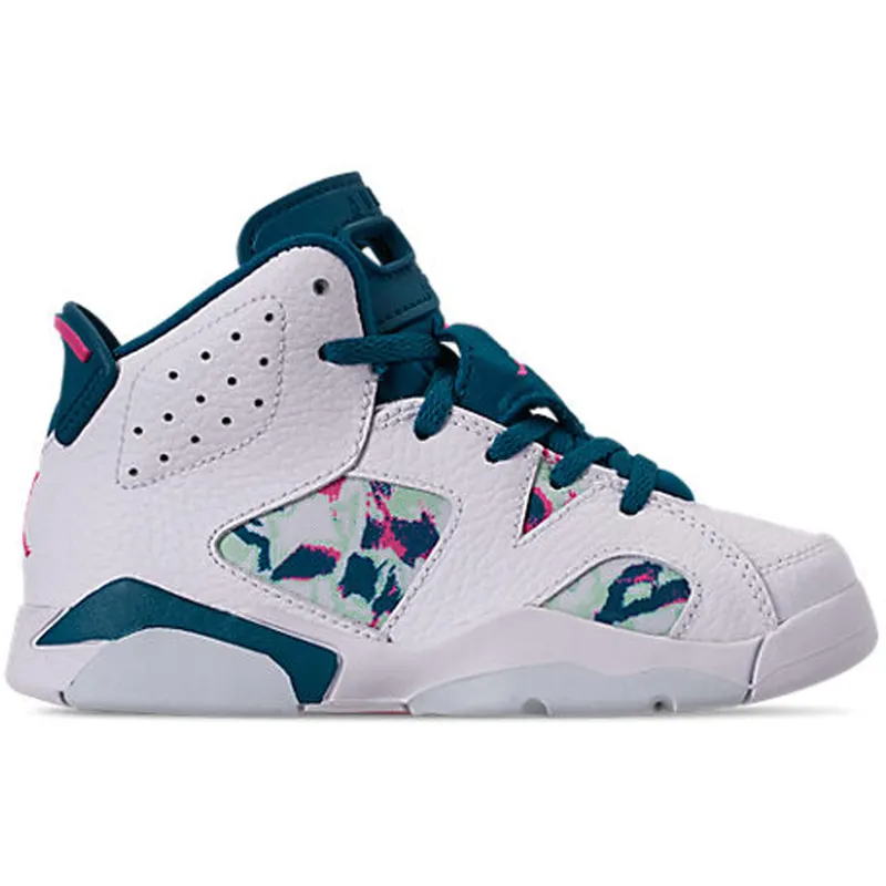 Jordan 6 Retro White Laser Fuchsia Green Abyss (PS) (543389-153)
