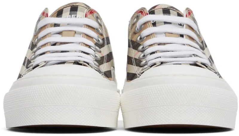 Burberry Beige Canvas Vintage Check Sneakers (8050506)