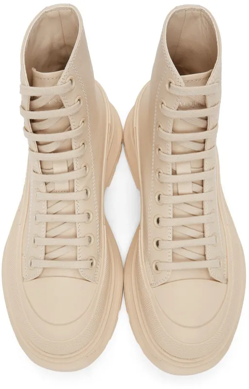 Alexander McQueen Beige Tread Slick High Sneakers (627206WIAG65593)