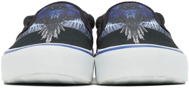 Marcelo Burlon County of Milan Black & Blue Wings Slip-On Sneakers (CMIA079F21FAB0011045)