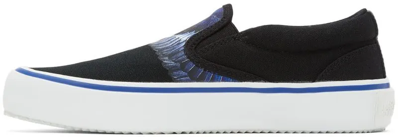 Marcelo Burlon County of Milan Black & Blue Wings Slip-On Sneakers (CMIA079F21FAB0011045)