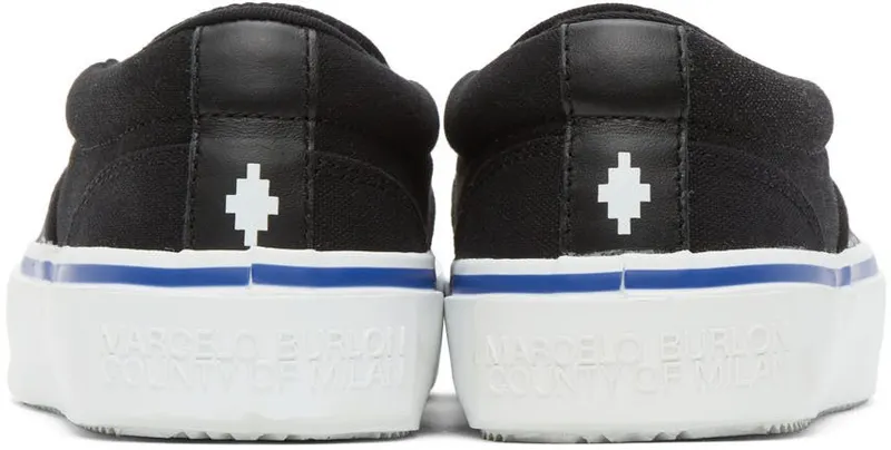 Marcelo Burlon County of Milan Black & Blue Wings Slip-On Sneakers (CMIA079F21FAB0011045)