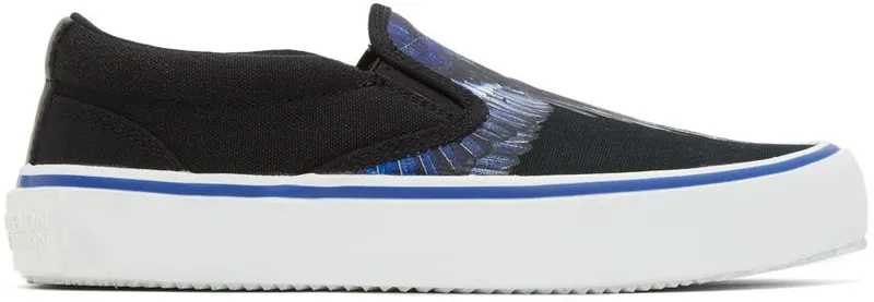 Marcelo Burlon County of Milan Black & Blue Wings Slip-On Sneakers (CMIA079F21FAB0011045)