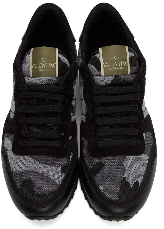 Valentino Garavani Khaki Camo Mesh Rockrunner Sneakers (XY2S0723QRK)