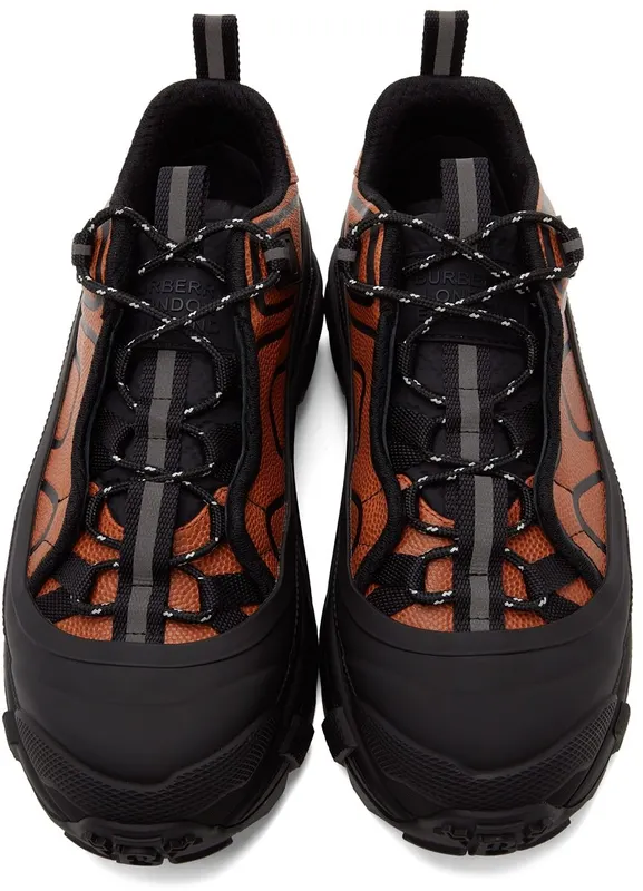 Burberry Black & Orange Leather Arthur Sneakers (8042311)