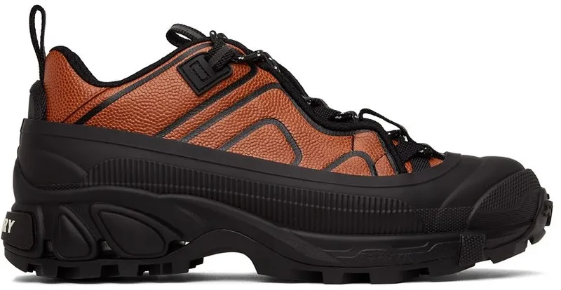 Burberry Black & Orange Leather Arthur Sneakers (8042311)