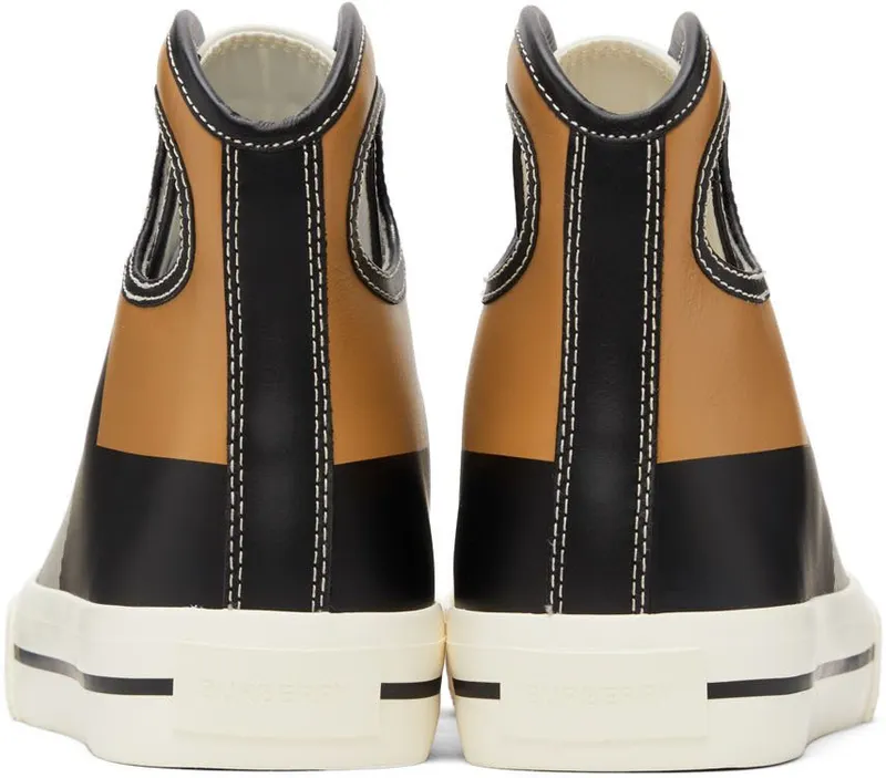 Burberry Black & White Check Porthole High-Top Sneakers (8042627)