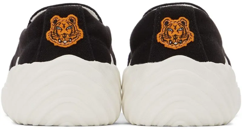 Kenzo Black & White Crest Slip-On Low Sneakers (FB65SN420F50)