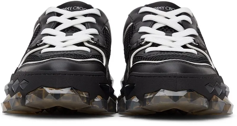 Jimmy Choo Black & White Diamond x Trainer Sneakers (DIAMOND X TRAINER/FVZK)