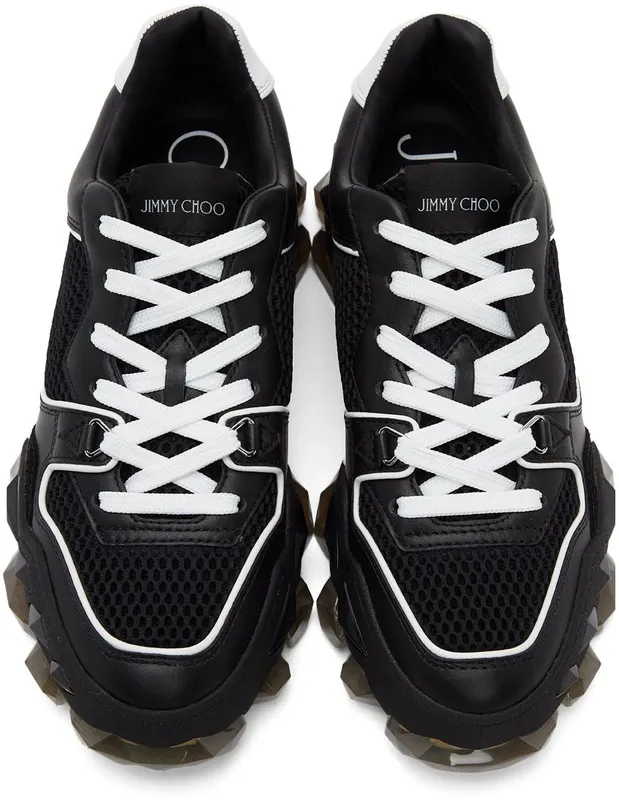 Jimmy Choo Black & White Diamond x Trainer Sneakers (DIAMOND X TRAINER/FVZK)