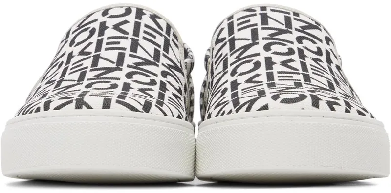 Kenzo Black & White Logo Slip-On Sneakers (FB65SN187F72)