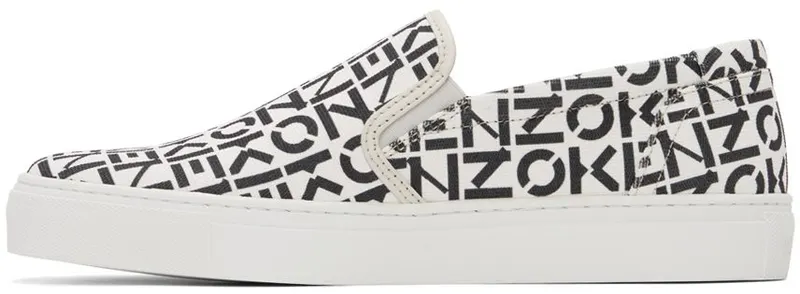 Kenzo Black & White Logo Slip-On Sneakers (FB65SN187F72)
