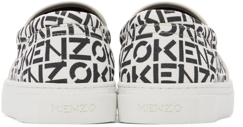 Kenzo Black & White Logo Slip-On Sneakers (FB65SN187F72)