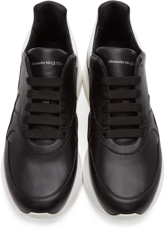 Alexander McQueen Black & White Low Sneakers (575425WHRU3)
