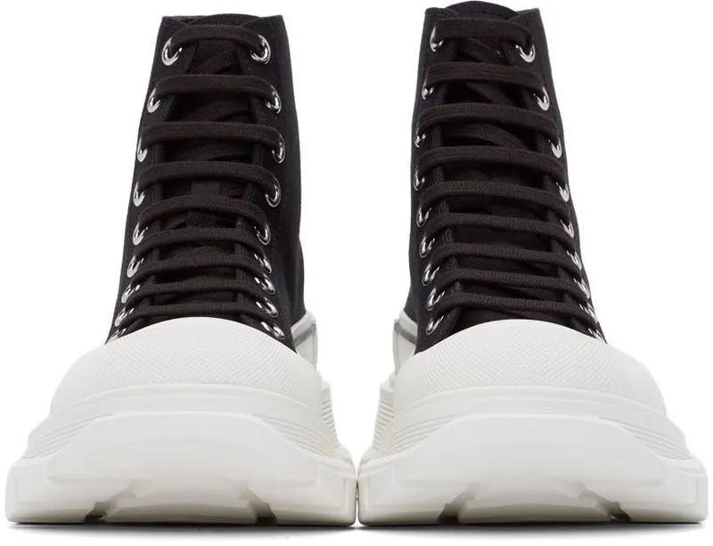 Alexander McQueen Black & White Tread Slick High Sneakers (611706W4MV2)