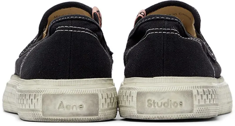 Acne Studios Black Ballow Tumbled Slip-On Sneakers (BD0159-)