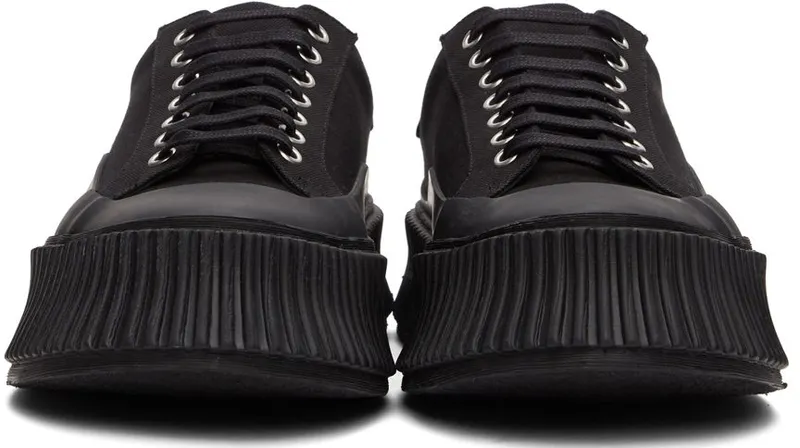 Jil Sander Black Canvas Platform Sneakers (JI32535B_15605)