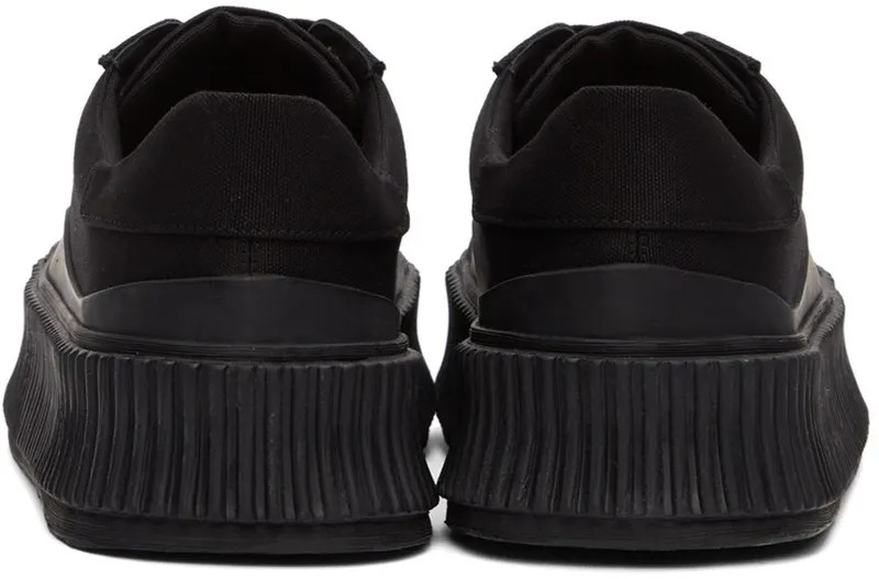Jil Sander Black Canvas Platform Sneakers (JI32535B_15605)