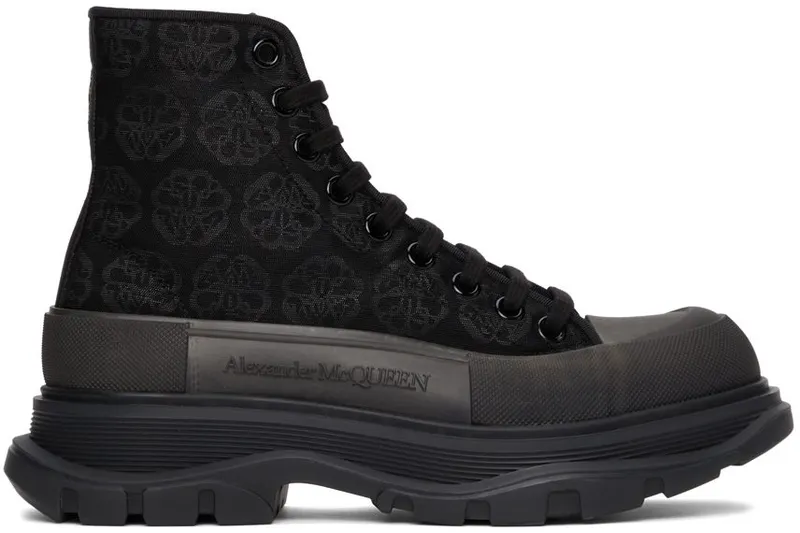Alexander McQueen Off-White Print Tread Slick High Sneakers (662675W4Q32)