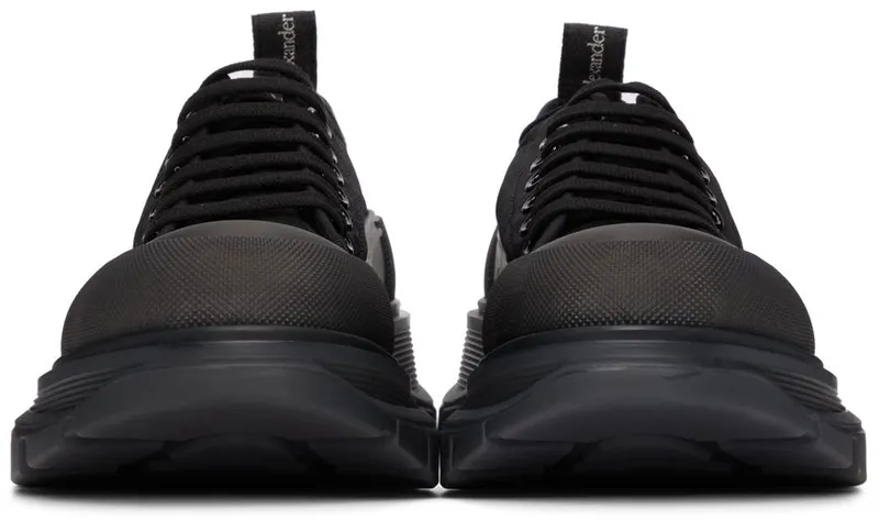 Alexander McQueen Black Floral Tread Slick Low Sneakers (662677W4Q32)