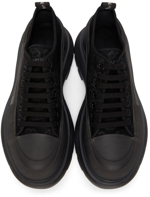 Alexander McQueen Black Floral Tread Slick Low Sneakers (662677W4Q32)