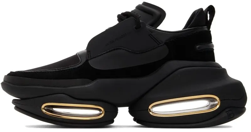 Balmain Black Leather B-Bold Sneakers (WN1VI541LSLD)